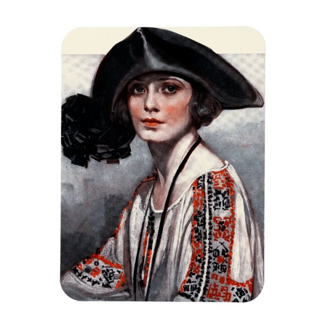 Woman in Embroidered Blouse Magnet (Vertical)
