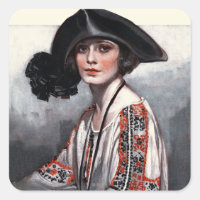 Woman in Embroidered Blouse