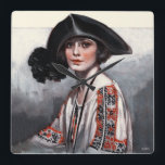 Woman in Embroidered Blouse Square Wall Clock<br><div class="desc">Artist:Neysa McMein | Woman with a hat and an embroided blouse</div>