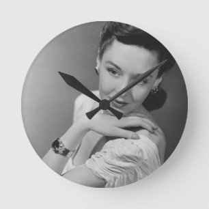 Woman in Evening Gown Round Clock