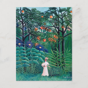 Woman in Exotic Tropical Forest Postcard