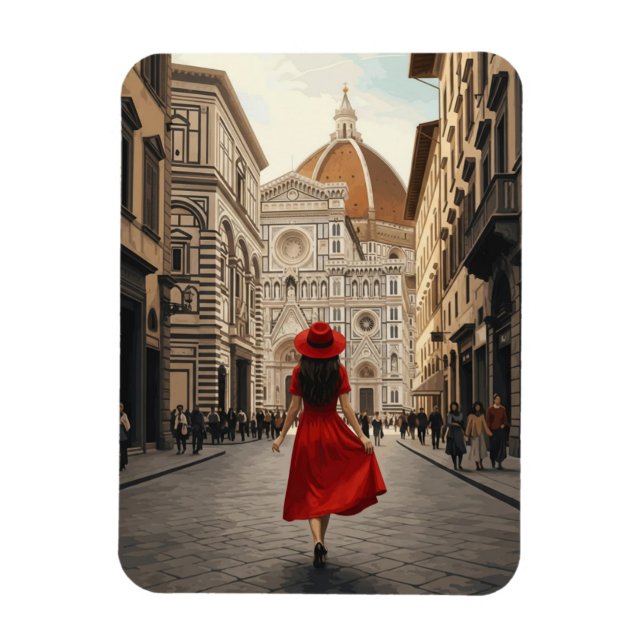 Woman in Florence Italy Travel Magnet (Vertical)