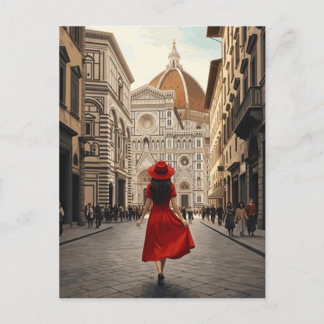 Woman in Florence Italy Travel Postcard (Front)