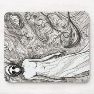 Woman in gas mask mouse pad