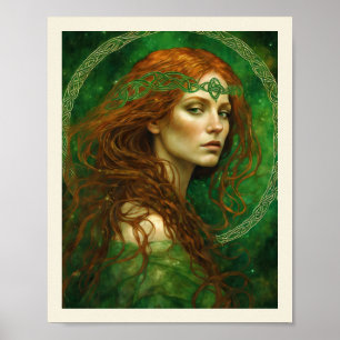 Woman In Green Celtic Knot St Patrick's Poster