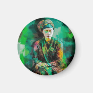 Woman in Green Magnet