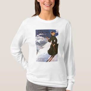 Woman in Green Skiing Poster T-Shirt