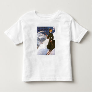 Woman in Green Skiing Poster Toddler T-Shirt