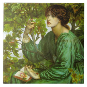 Woman in Green (The Day Dream) (by D.G. Rosetti) Ceramic Tile