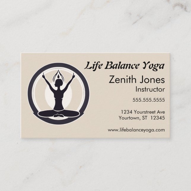 Woman in Half-Lotus Yoga Instructor Business Card (Front)
