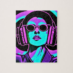 Woman in Headphones AI Art Jigsaw Puzzle