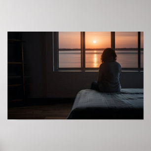 Woman in heavy depression art poster