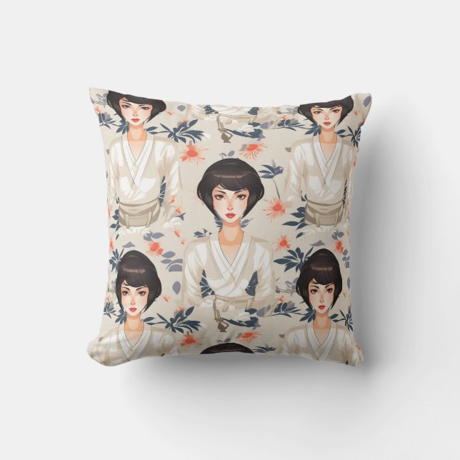 Woman in kimono with anime style cushion (Front)