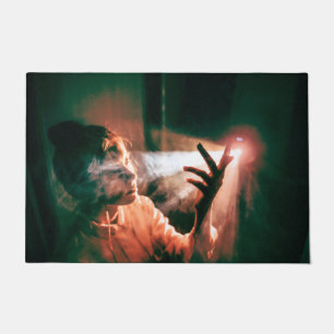 Woman in Light and Smoke Floor Mat