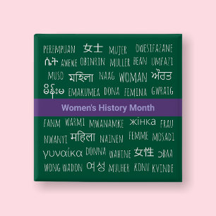 Woman In Multiple Languages - Women History Month 15 Cm Square Badge