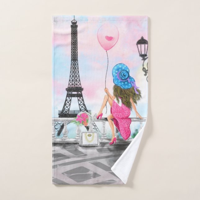 Woman in Paris Bath Towels with Eiffel Tower (Hand Towel)