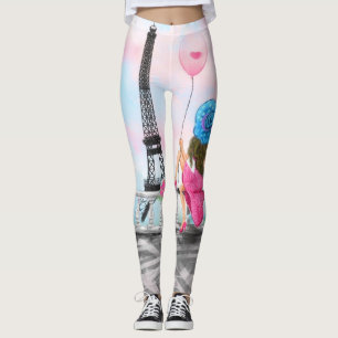 Woman In Paris Eiffel Tower Leggings