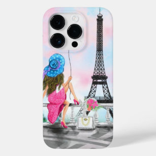 Woman In Paris Eiffel Tower Painting Modern Case-Mate iPhone 14 Pro Case