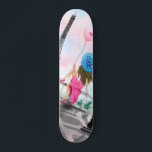 Woman In Paris Eiffel Tower Skateboard<br><div class="desc">Skateboard with Pretty Woman and Pink Heart Balloon - I Love Paris - Eiffel Tower Romantic Drawing - Choose / Add Your Unique Text / Font / Colour - Make Your Special Skateboards Gift - Resize and move or remove and add elements - Image / text with customisation tool !...</div>