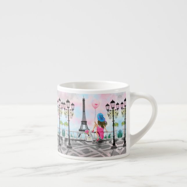 Woman In Paris Espresso Mug Eiffel Tower (Right)