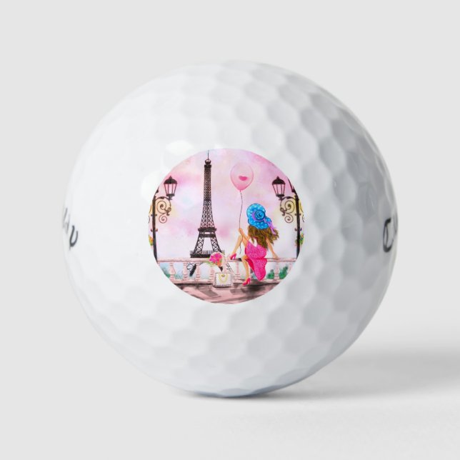 Woman In Paris Golf Balls Eiffel Tower (Front)