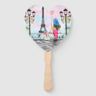 Woman In Paris Hand Fan Eiffel Tower