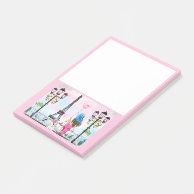 Woman In Paris Post it Notes Eiffel Tower (Angled)