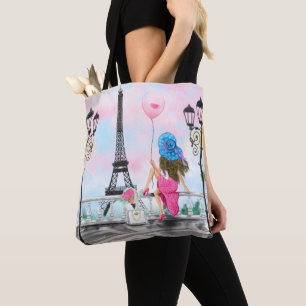 Woman In Paris Tote Bag with Eiffel Tower