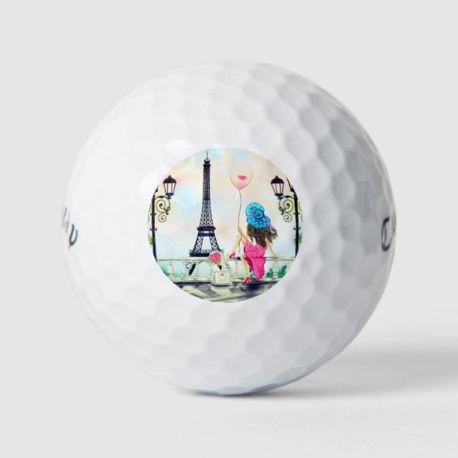 Woman In Partis Golf Balls Eiffel Tower Gift (Front)