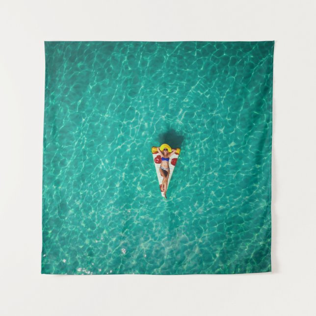 Woman in pizza float tapestry (Front)