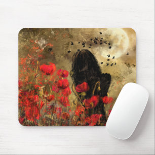 Woman In Poppy Field - Original Painting Art Mouse Pad