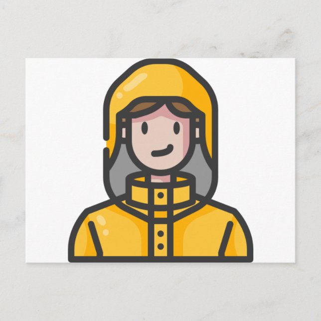 woman in raincoat postcard (Front)