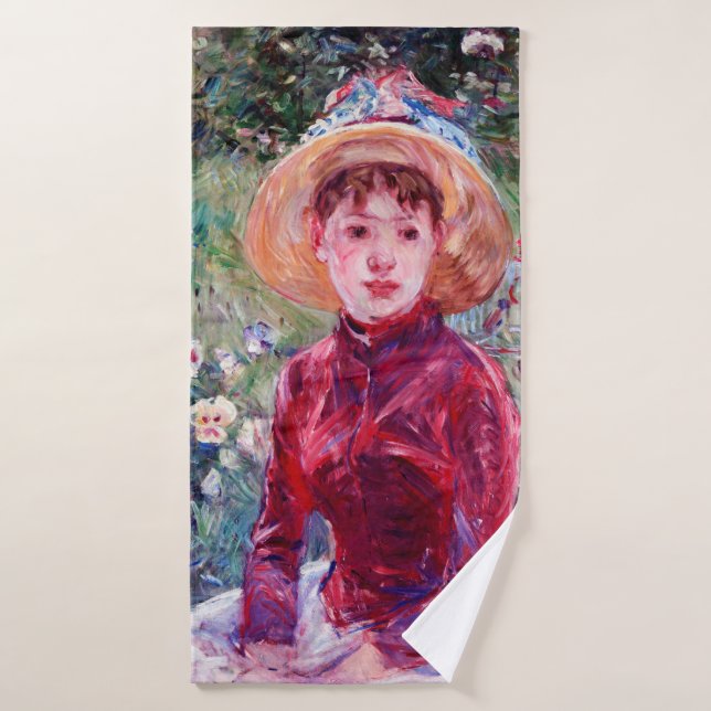 Woman in Red, Berthe Morisot Bath Towel (Bath Towel)