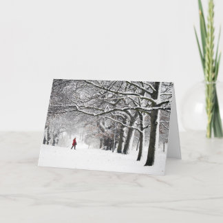 Woman In Red Coat Holiday Card