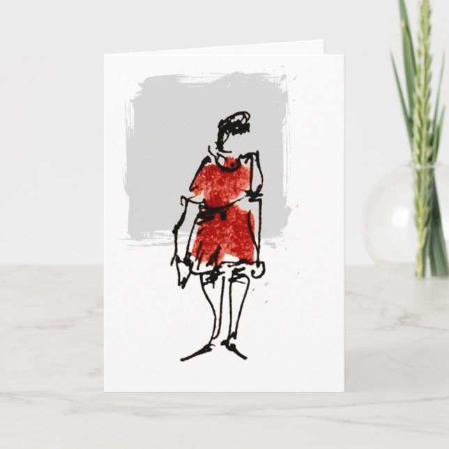 Woman in Red Dress Happy Birthday Card (Front)