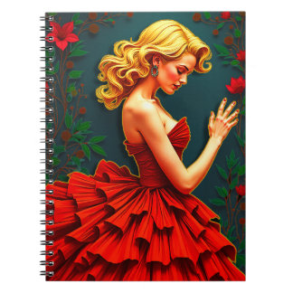 Woman in red dress Spiral Photo Notebook