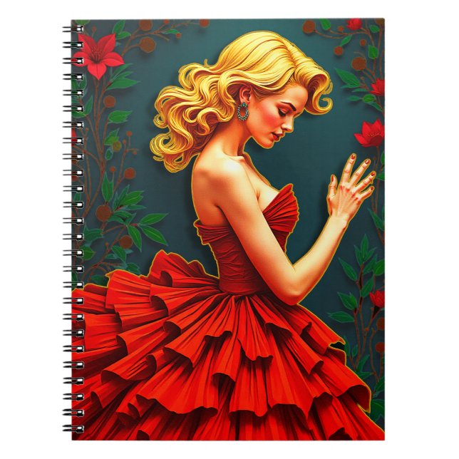 Woman in red dress Spiral Photo Notebook (Front)