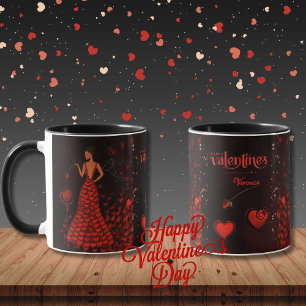 Woman in Red Dress Valentine's Mug