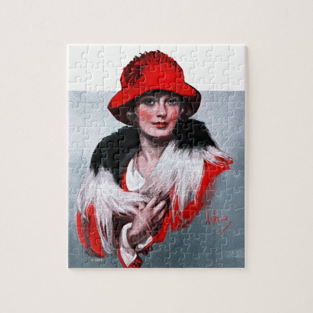 Woman in Red Hat Jigsaw Puzzle (Vertical)