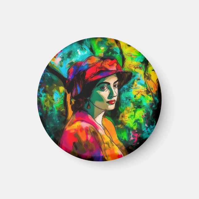 Woman in Red Hat Magnet (Front)