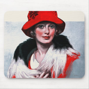 Woman in Red Hat Mouse Pad