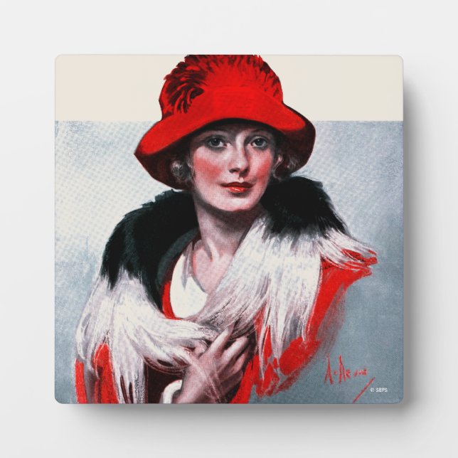 Woman in Red Hat Plaque (Front)
