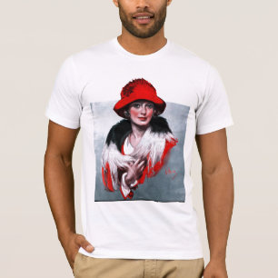 Woman in Red Hat T-Shirt