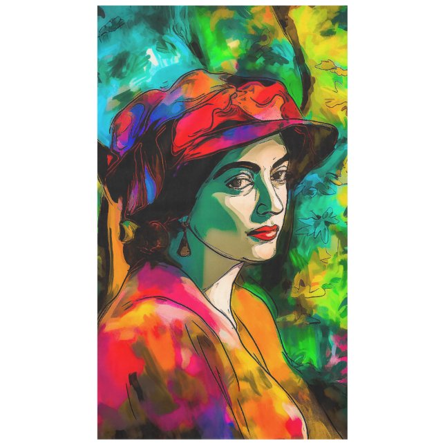 Woman in Red Hat Tablecloth (Front)