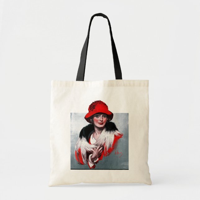 Woman in Red Hat Tote Bag (Front)