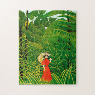 Woman in red in the forest by Henri Rousseau Jigsaw Puzzle
