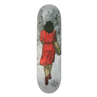 Woman in Red Skateboard