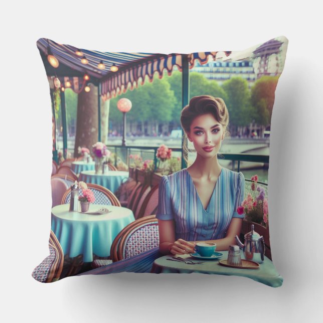 Woman in restaurant cushion (Front)