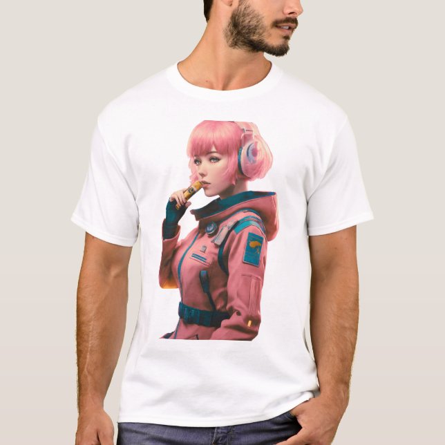 Woman in sci-fi style T-Shirt (Front)