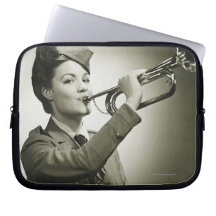 Woman in Soldier Uniform Laptop Sleeve
